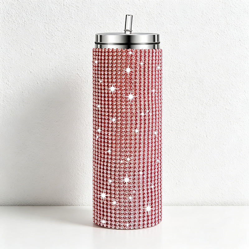 CouldNook 20oz Rhinestone Tumbler-Stainless Steel Vacuum Insulated Straight Body Tumbler with Straw