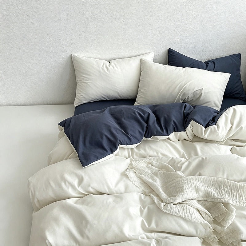 CouldNook Reversible Solid Duvet Cover - Ultra-Soft Washed Cotton Feel (Dark Colors)