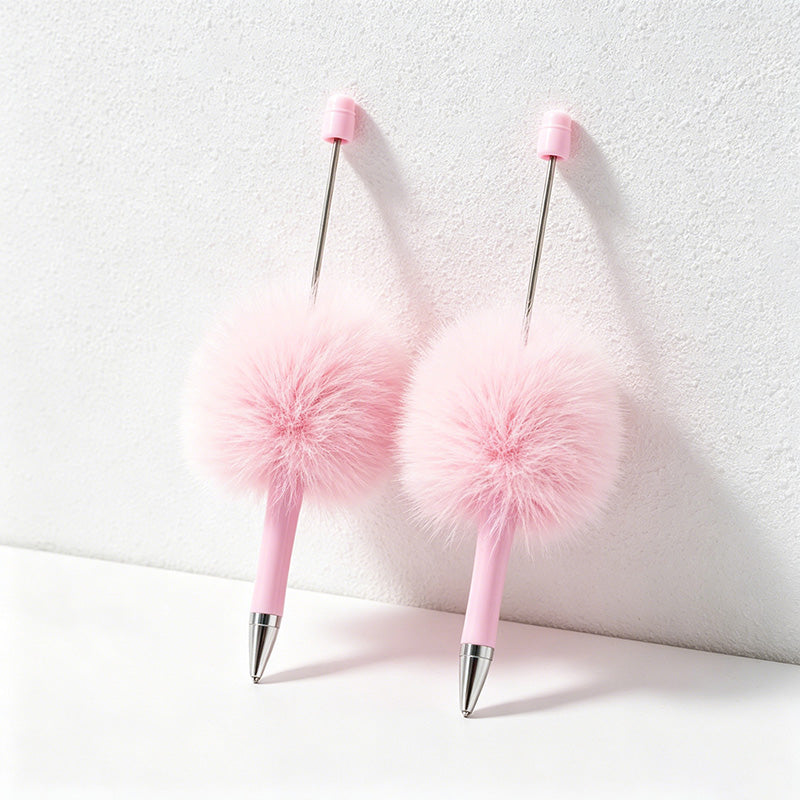 CouldNook Pen-Cute Pom Pom Beaded Ballpoint Pen DIY Creative Plush Ballpoint Pen for Gift & Office