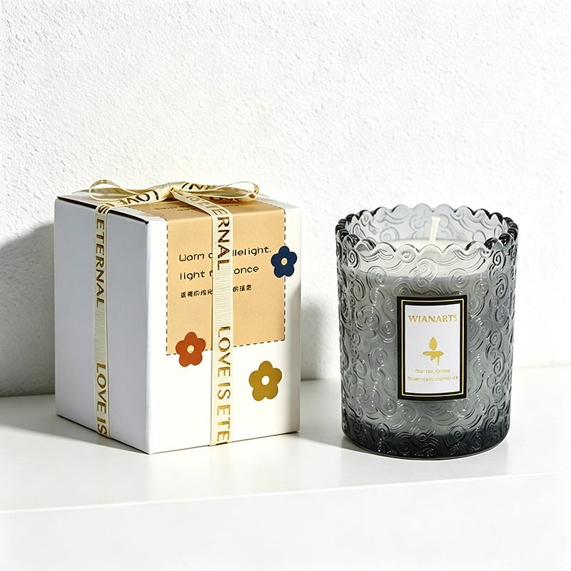 CouldNook Scented Candles - French Embossed Glass Scalloped Candle
