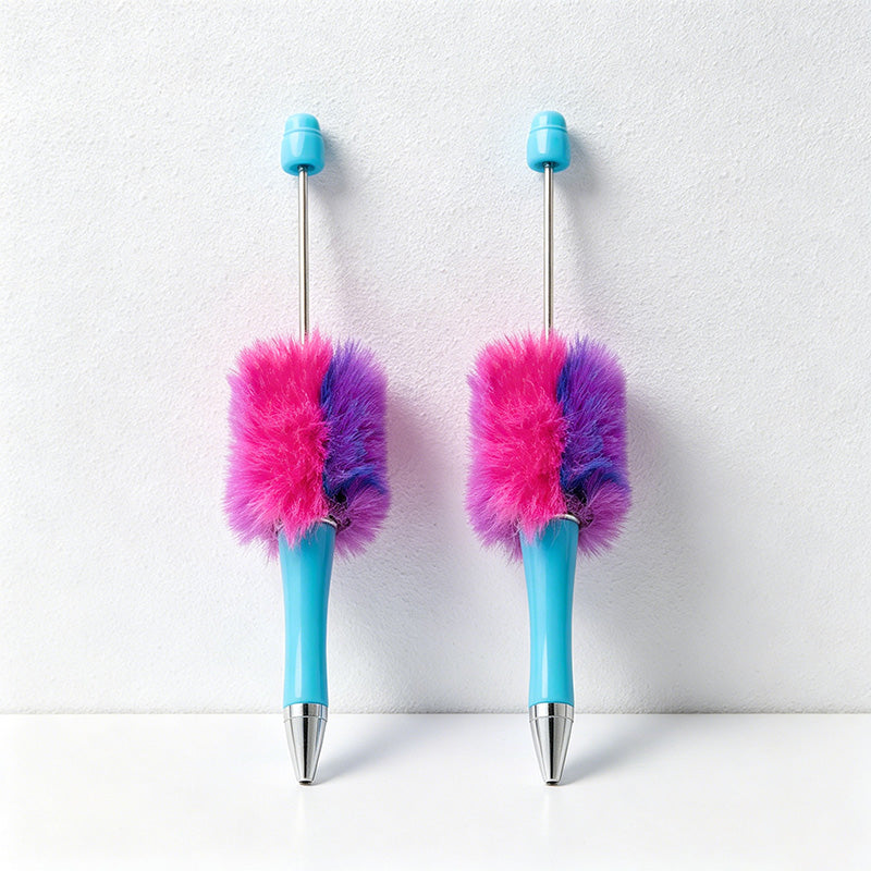 CouldNook Pen-Cute Pom Pom Beaded Ballpoint Pen DIY Creative Plush Ballpoint Pen for Gift & Office