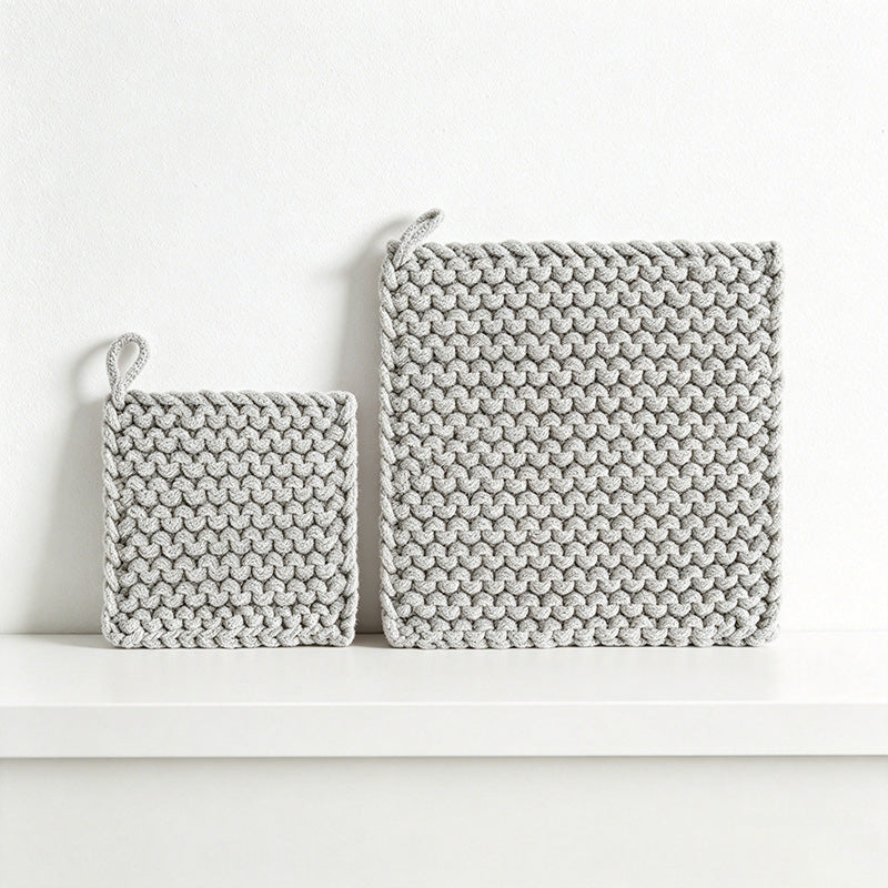 CouldNook Japanese Chunky Knit Trivet - Minimalist Woven Square Mat