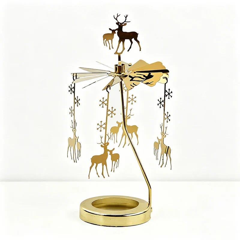 Rotating Carousel Candle Holder Candle Making Kits - Golden Spinning Tealight Carousel