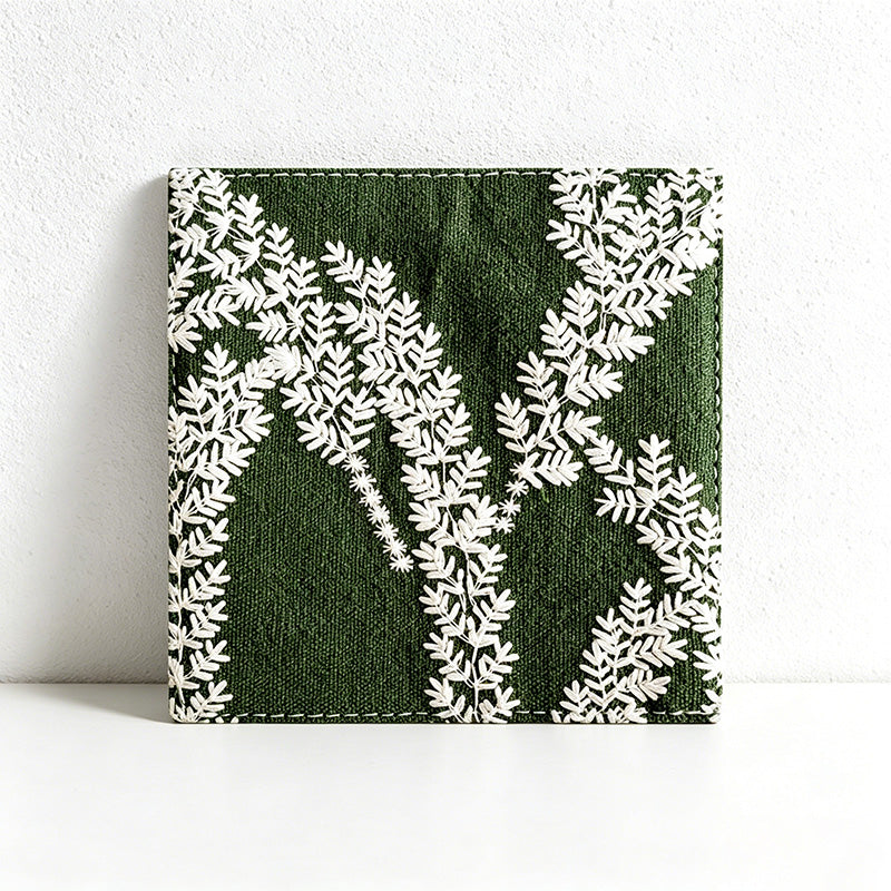 CouldNook Embroidered Cotton Linen Coaster - Cottagecore Floral Drink Mat