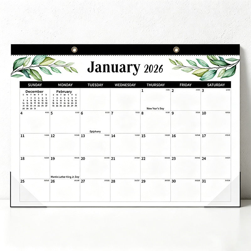 English 2026-2027 Wall Calendar - Floral Art Monthly Planner