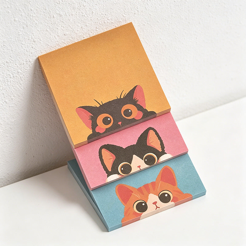 CouldNook Peeking Cat Sticky Notes - Cute Kawaii Desk Memo Pad