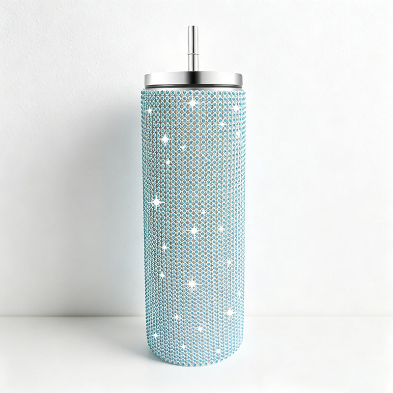 CouldNook 20oz Rhinestone Tumbler-Stainless Steel Vacuum Insulated Straight Body Tumbler with Straw