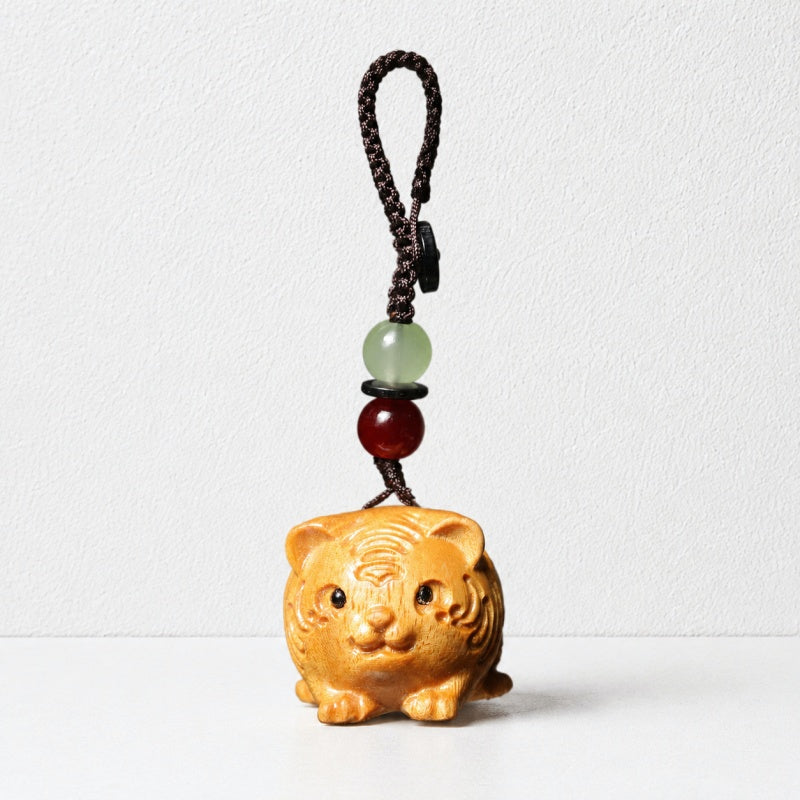 CouldNook Golden Sandalwood Chinese Zodiac Charm‑Wooden Phone & Bag Hanging Pendant