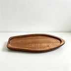 Acacia Wood Boat Shaped Serving Plates - 2 Sizes for Food, Tea & Culinary Display