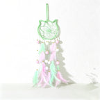 CouldNook Dreamcatcher-Handmade Star Moon Cat Shaped Feather Pom Pom Dream Catcher Wind Chime