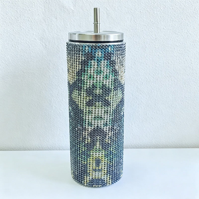 CouldNook 20oz Rhinestone Tumbler-Stainless Steel Vacuum Insulated Straight Body Tumbler with Straw