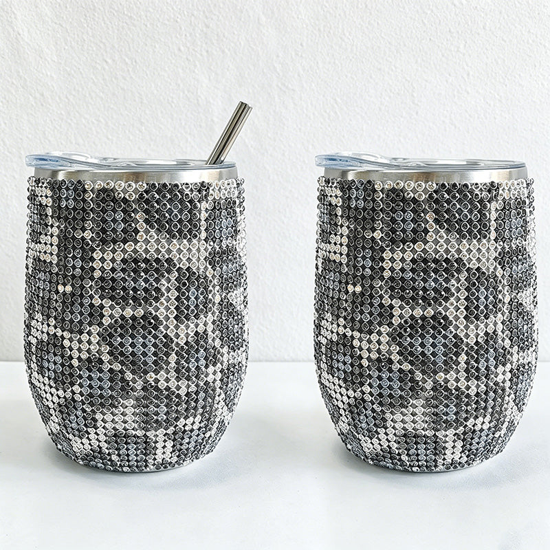 CouldNook 12oz Bling Rhinestone Stemless Wine Tumbler - Clear Lid & Straw (Solid Color Series)