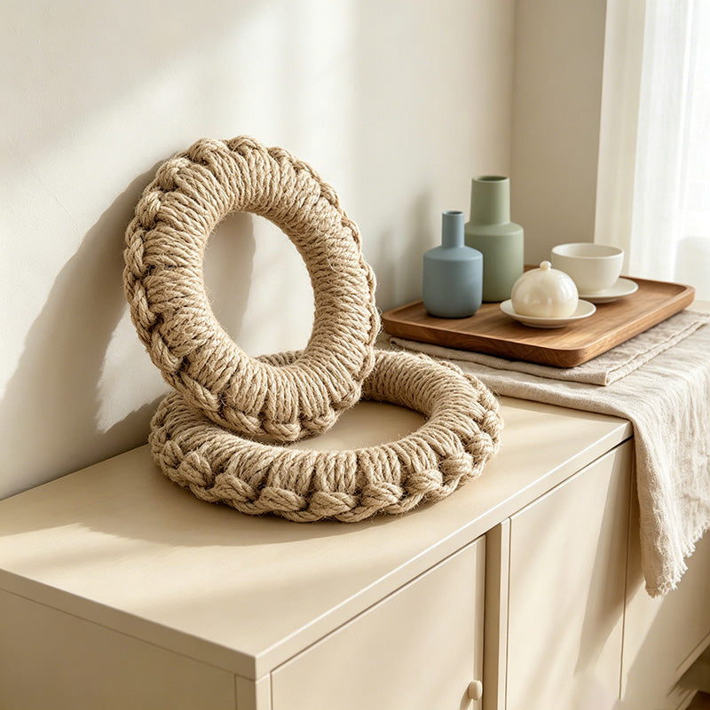 CouldNook Natural Jute Woven Trivet Ring - Rustic Hemp Pot Holder