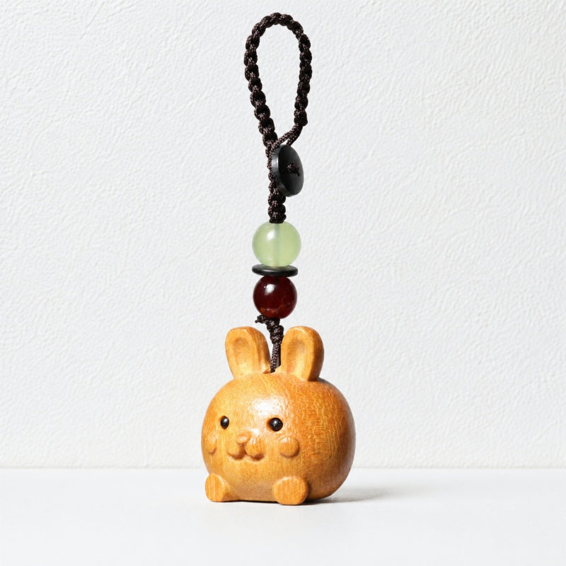 CouldNook Golden Sandalwood Chinese Zodiac Charm‑Wooden Phone & Bag Hanging Pendant
