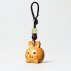 CouldNook Golden Sandalwood Chinese Zodiac Charm‑Wooden Phone & Bag Hanging Pendant