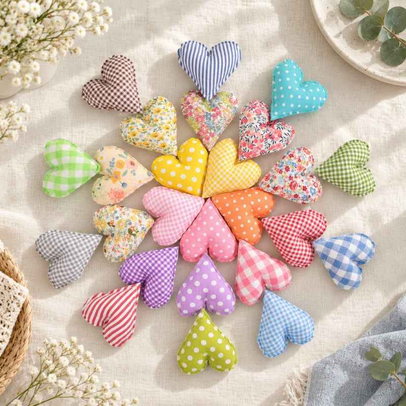 CouldNook Fabric Heart Decoration - Padded Shape And Patterned Textile Exterior