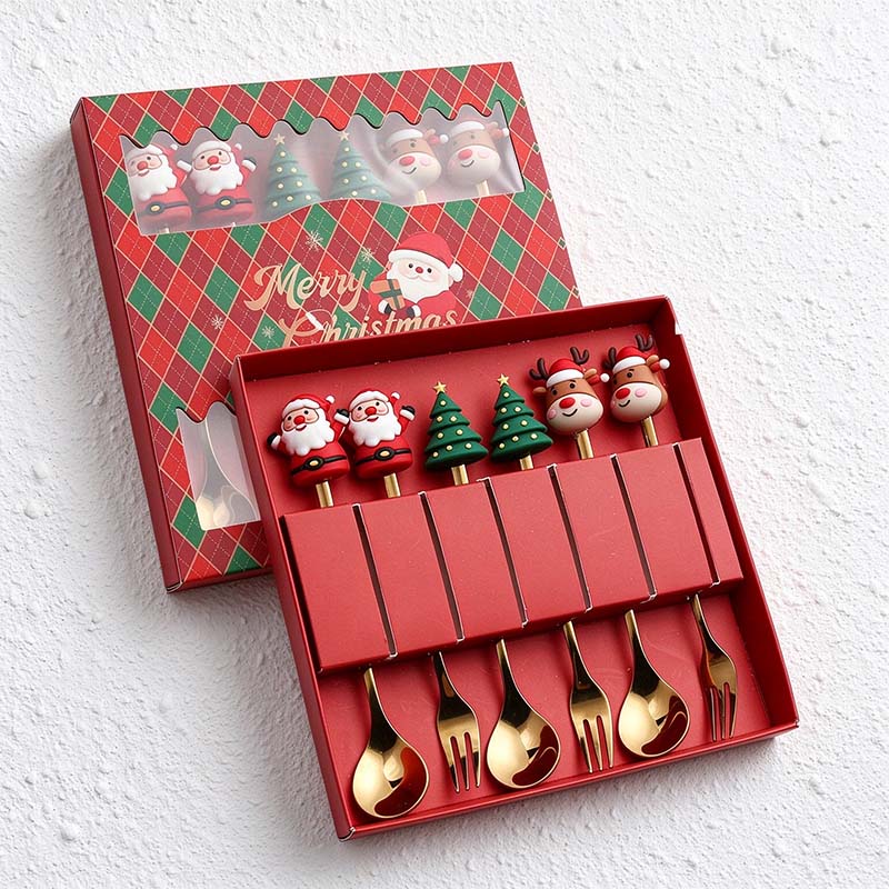 CouldNook Christmas Cutlery Set - Character Tops and Decorative Charm Designs
