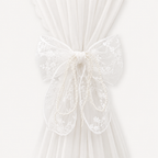 CouldNook Faux Pearl Lace Bow Curtain Tieback 2PCS Set - Window Styling Accent