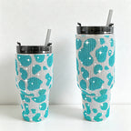 CouldNook 20/30oz Bling Rhinestone Car Tumbler - No Handle, Black Lid (Cow Print Series)