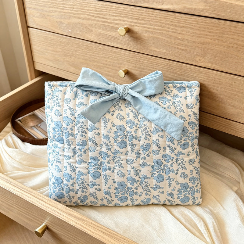 CouldNook Quilted Cosmetic Bag - Floral Prints and Bow Pattern Options