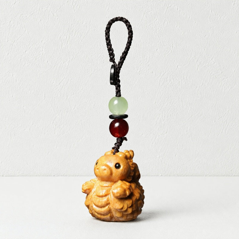 CouldNook Golden Sandalwood Chinese Zodiac Charm‑Wooden Phone & Bag Hanging Pendant