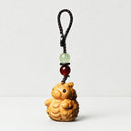 CouldNook Golden Sandalwood Chinese Zodiac Charm‑Wooden Phone & Bag Hanging Pendant
