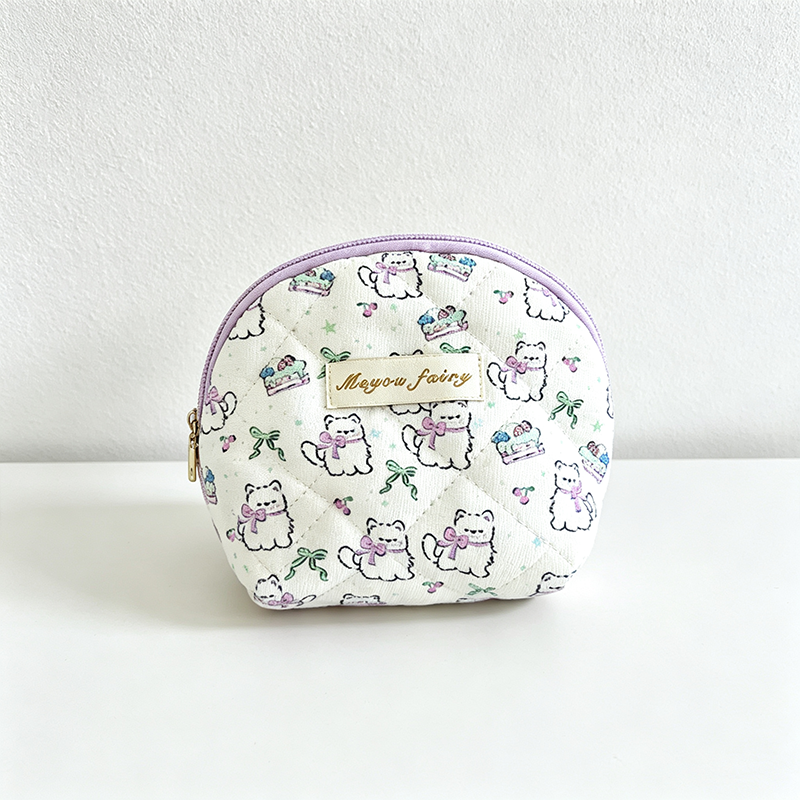 CouldNook Quilted Cat Cake Print Cosmetic Bag - Vanity Storage Accent