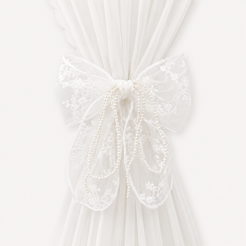 CouldNook Lace Bow Curtain Tieback 2PCS Set - Window Styling Accent