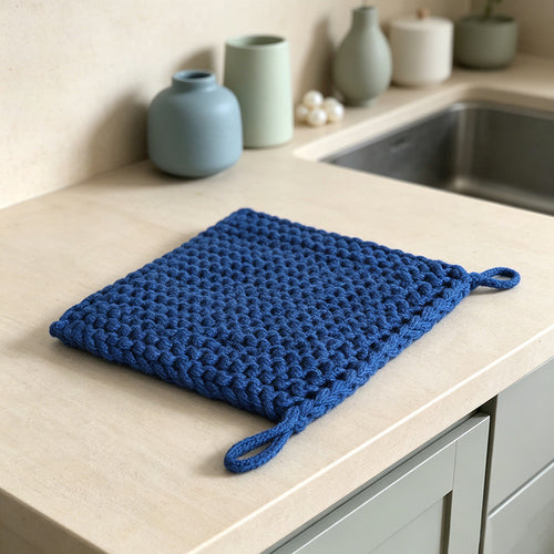 CloudNook Knitted Cotton Coaster‑Square Heat Resistant Mat