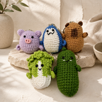 CouldNook Vegetable Animal Figure Keychain - Split Ring Attachment