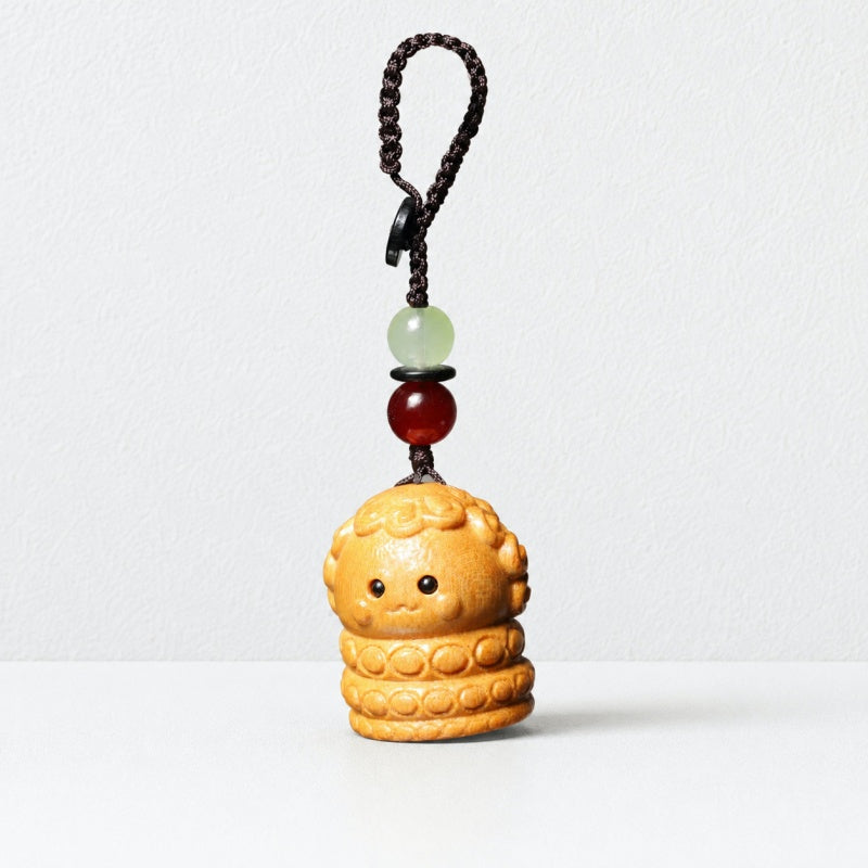 CouldNook Golden Sandalwood Chinese Zodiac Charm‑Wooden Phone & Bag Hanging Pendant