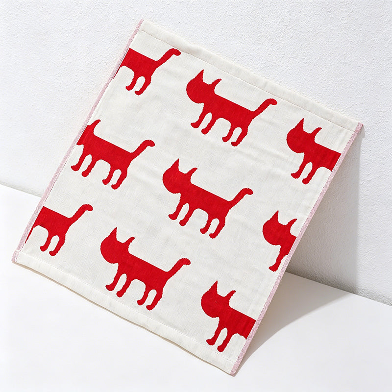 CouldNook Pure Cotton Gauze Cartoon Square Towel - Cute Absorbent Handkerchief