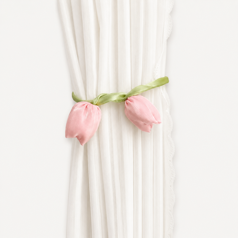 CouldNook Lace Embroidery Bow Curtain Tieback 2PCS Set - Window Styling Accent