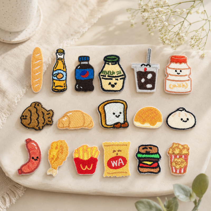 CouldNook Food Embroidered Patch - Bread Sushi and Drink Designs