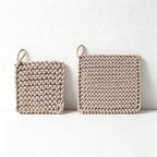 CouldNook Chunky Knit Cotton Trivet - Hand-Woven Square Heat Pad