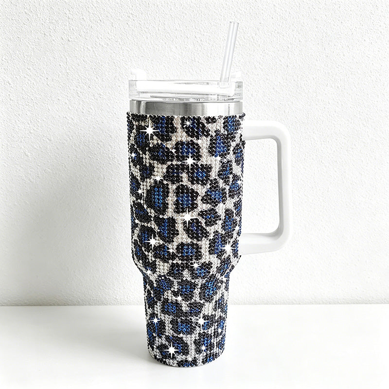 CouldNook 40oz Rhinestone Tumbler-Stainless Steel Vacuum Insulated Ice Tumbler with Handle & Straw