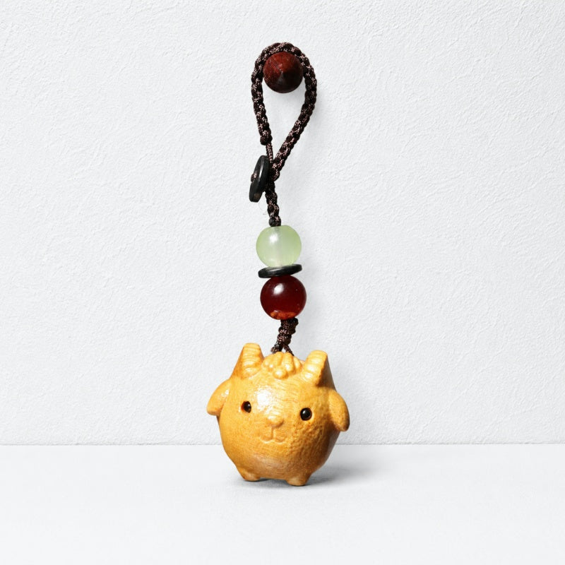 CouldNook Golden Sandalwood Chinese Zodiac Charm‑Wooden Phone & Bag Hanging Pendant