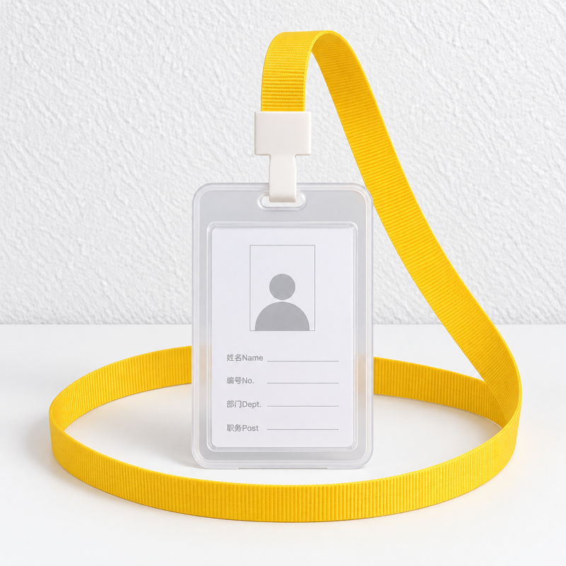 Clear Badge Holder - Hinged Case and Colored Lanyard