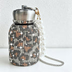 CouldNook 10oz Bling Rhinestone Mini Tumbler - Pearl Handle, Silver Lid (Solid Color Series)