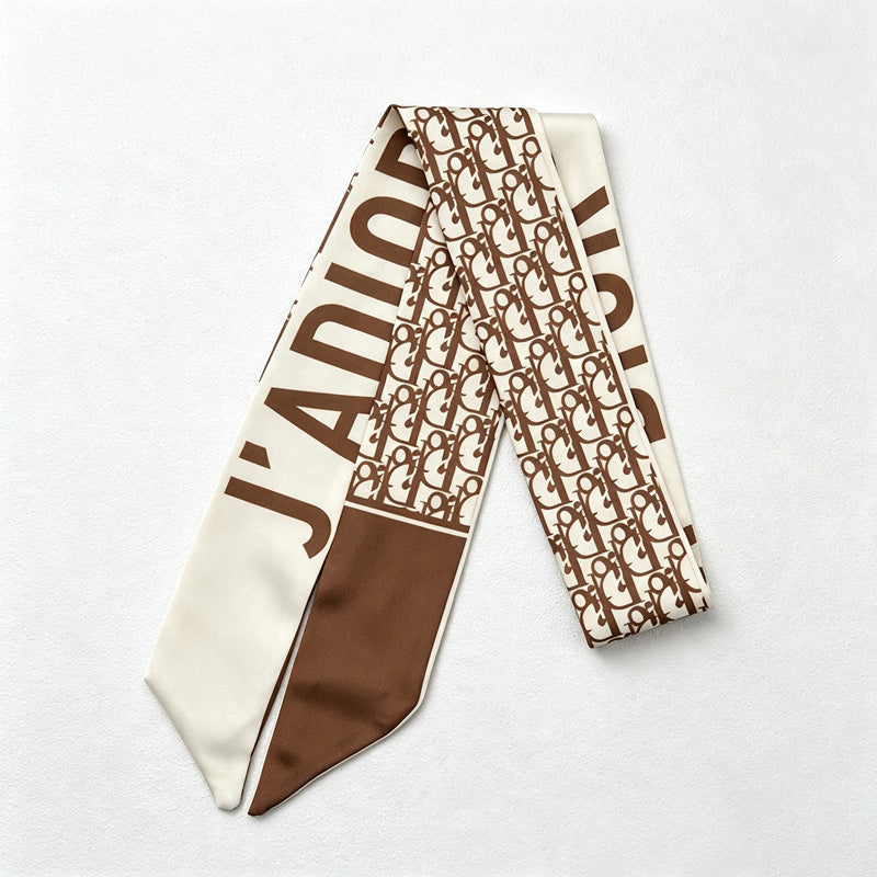 CouldNook Slim Printed Neck Scarf - Long Twilly Accent