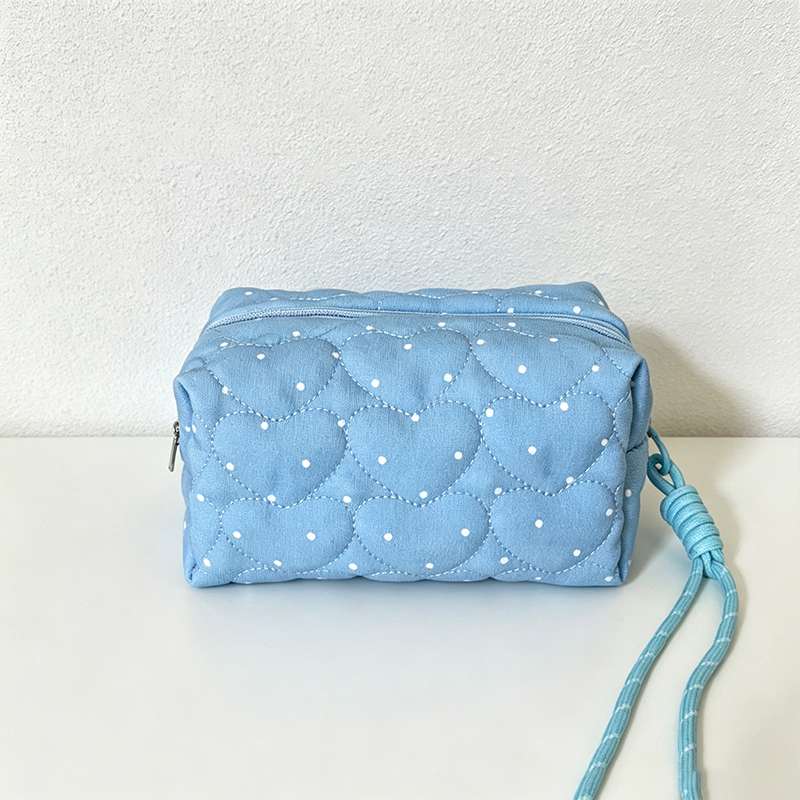 CouldNook Heart‑Dot Quilted Cosmetic Bag - Vanity Storage Accent