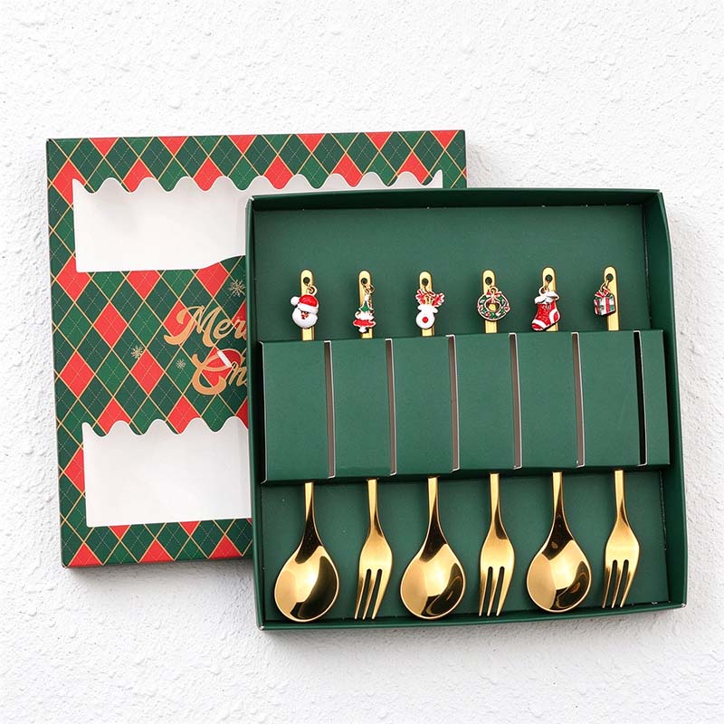 CouldNook Christmas Cutlery Set - Character Tops and Decorative Charm Designs