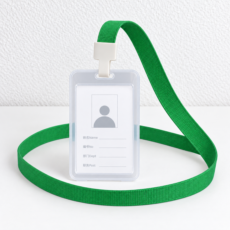 Clear Badge Holder - Hinged Case and Colored Lanyard