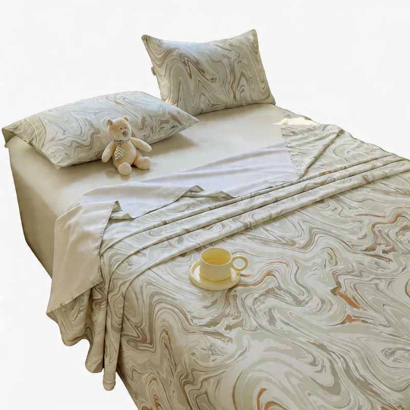 CouldNook Premium Cotton Homespun Flat & Fitted Sheet - Galactic Marble Dream