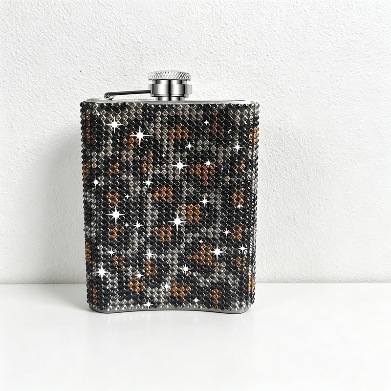CouldNook 6/8oz Bling Rhinestone Hip Flask - Pocket Size with Funnel (Solid Color Series)