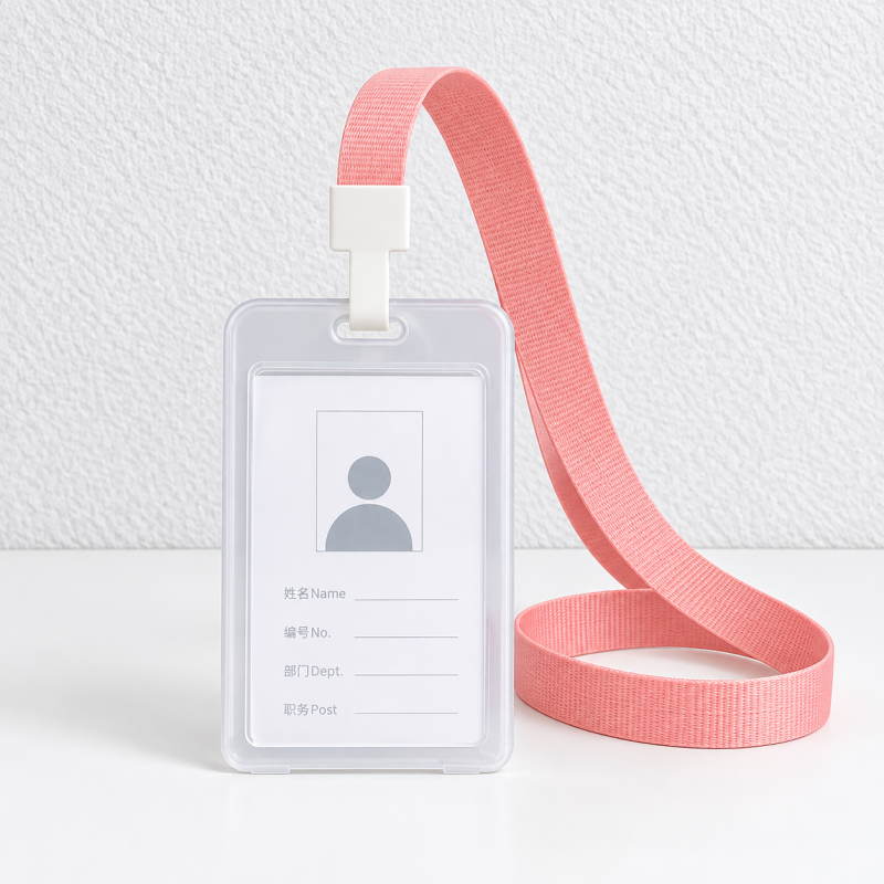 Clear Badge Holder - Hinged Case and Colored Lanyard