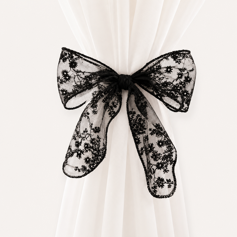 CouldNook Lace Bow Curtain Tieback 2PCS Set - Window Styling Accent