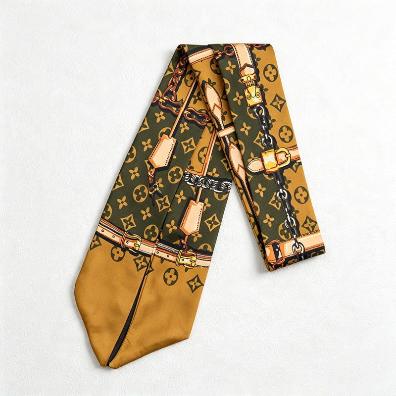 CouldNook Slim Printed Neck Scarf - Long Twilly Accent