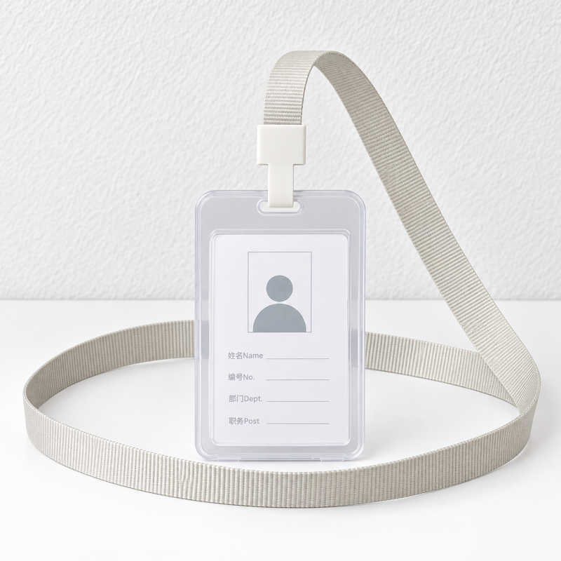 Clear Badge Holder - Hinged Case and Colored Lanyard