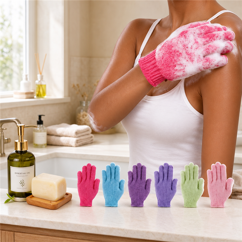 CouldNook Bath Glove - Looped Texture and Ribbed Wrist Cuff
